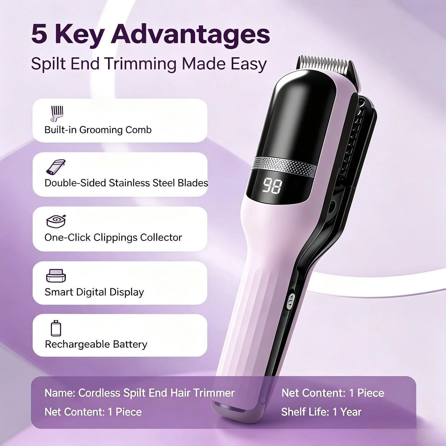 Cordless Automatic Split End Hair Trimmer for Women Split Ends Remover Dry Damaged Brittle Hair Home Use Styling Cutting Tool